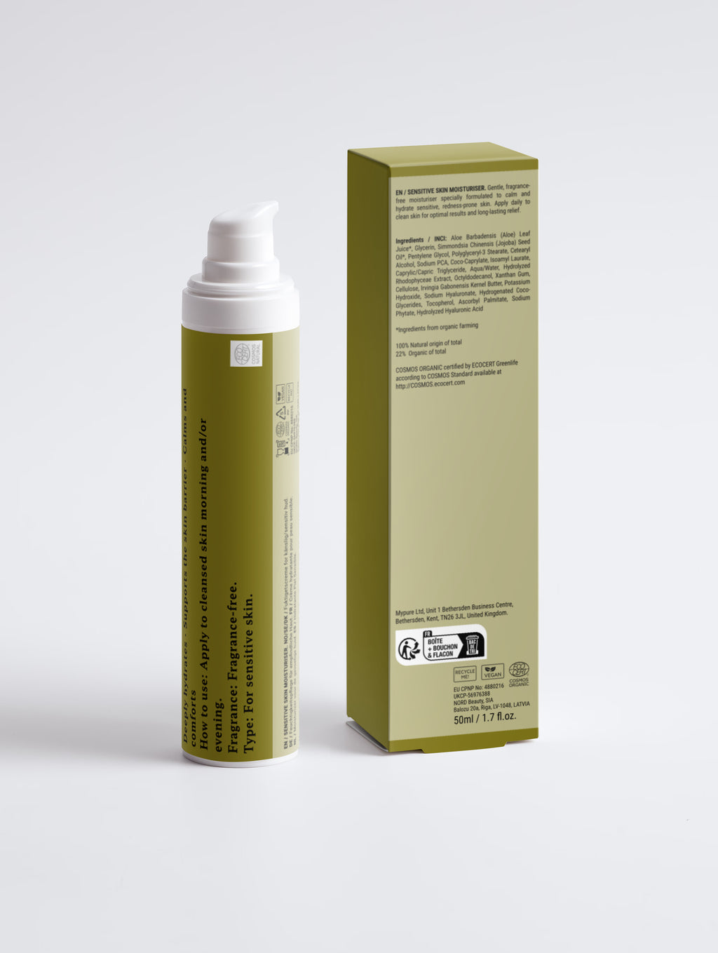 Crème Hydratante Peau Sensible, Sans Parfum